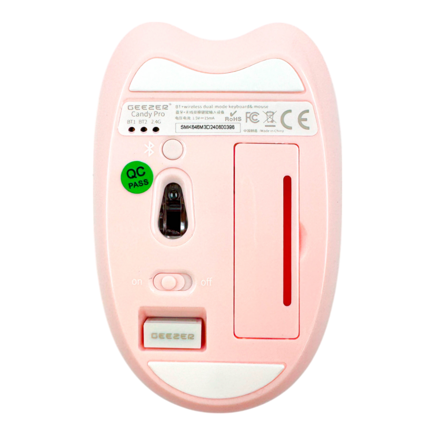 Combo Teclado y Mouse Geezer Candy Pro - Rosado | Bluetooth + 2.4G | Teclas Desmontables | DPI 800/1200/1600