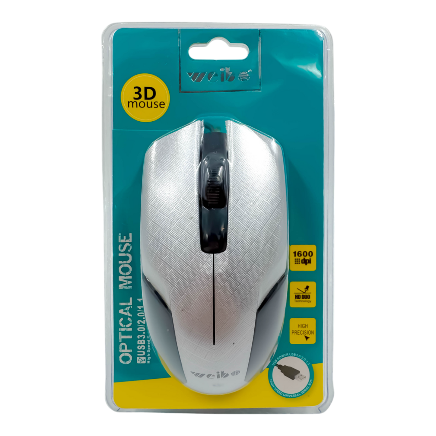 MOUSE ÓPTICO CON CABLE | WEIBO FC-145 GRIS