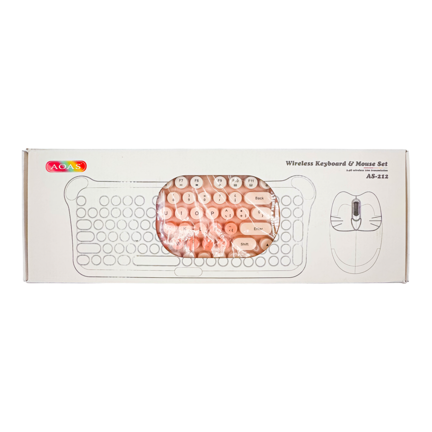 Combo Teclado Mouse Inalámbrico AOAS AS-212 Nude - 2.4G DPI Ajustable