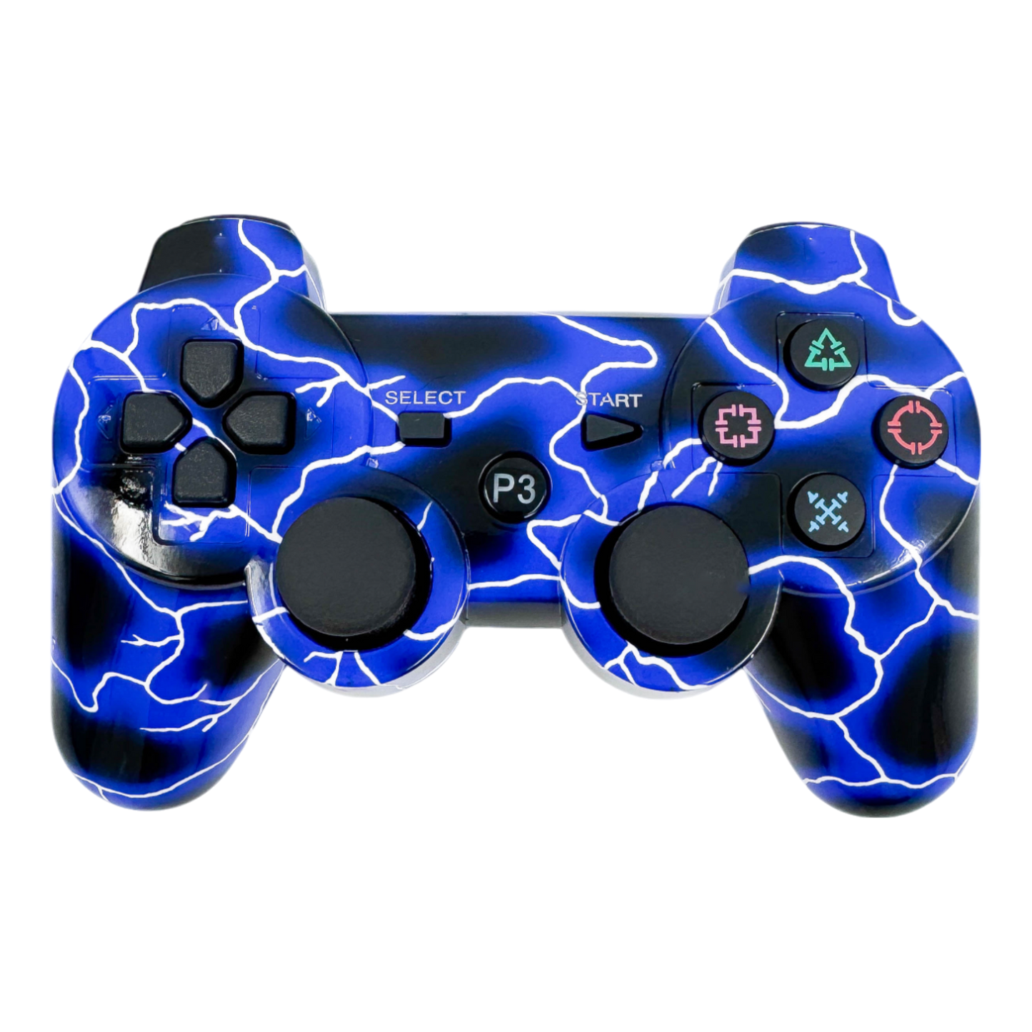 CONTROL GENÉRICO INALÁMBRICOS PLAY 3 NEGRO CON DETALLES AZULES