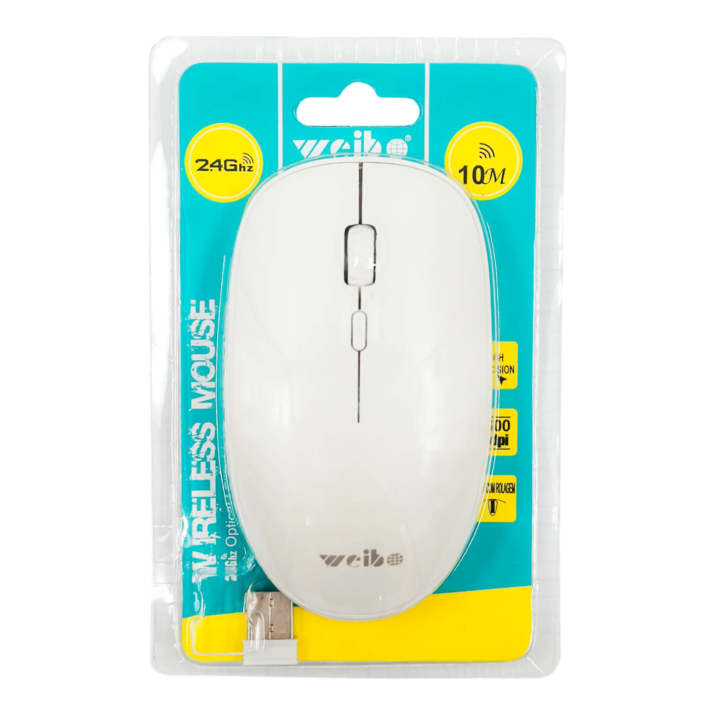 Mouse Inalámbrico Weibo RF-2835B - Blanco | 1600 DPI 2.4G Ergonómico Diestro | Plug & Play