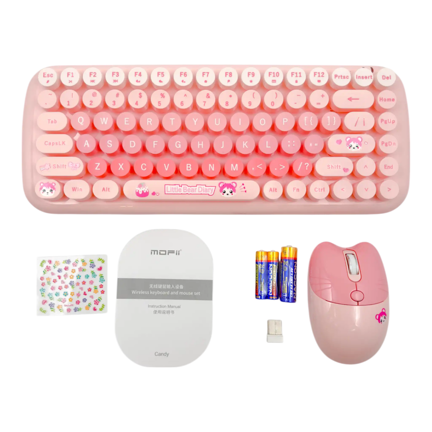 COMBO TECLADO Y MOUSE INALAMBRICO SILENCIOSO MOFII 0056-ROSADO