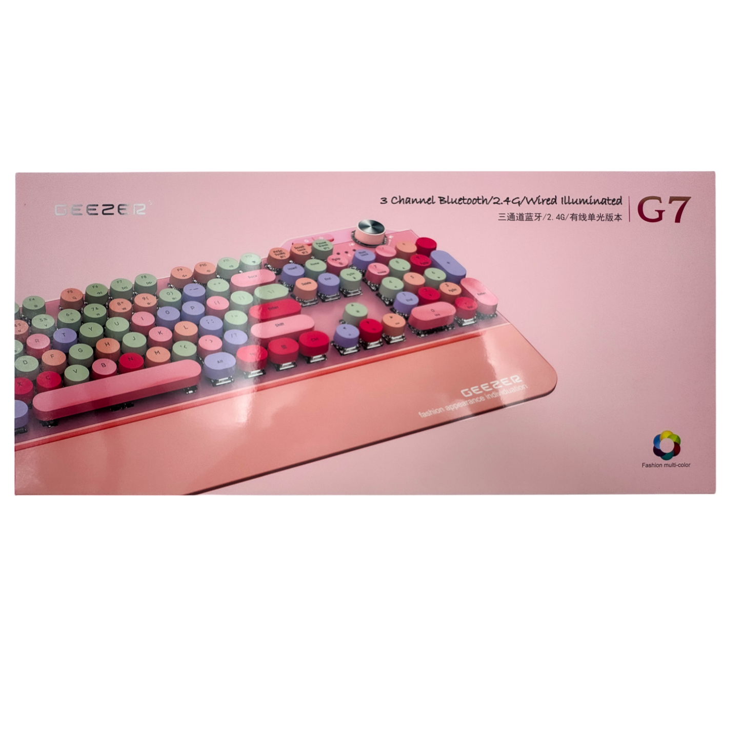 TECLADO MECANICO DE COLORES GEZZER G7 - ROSADO
