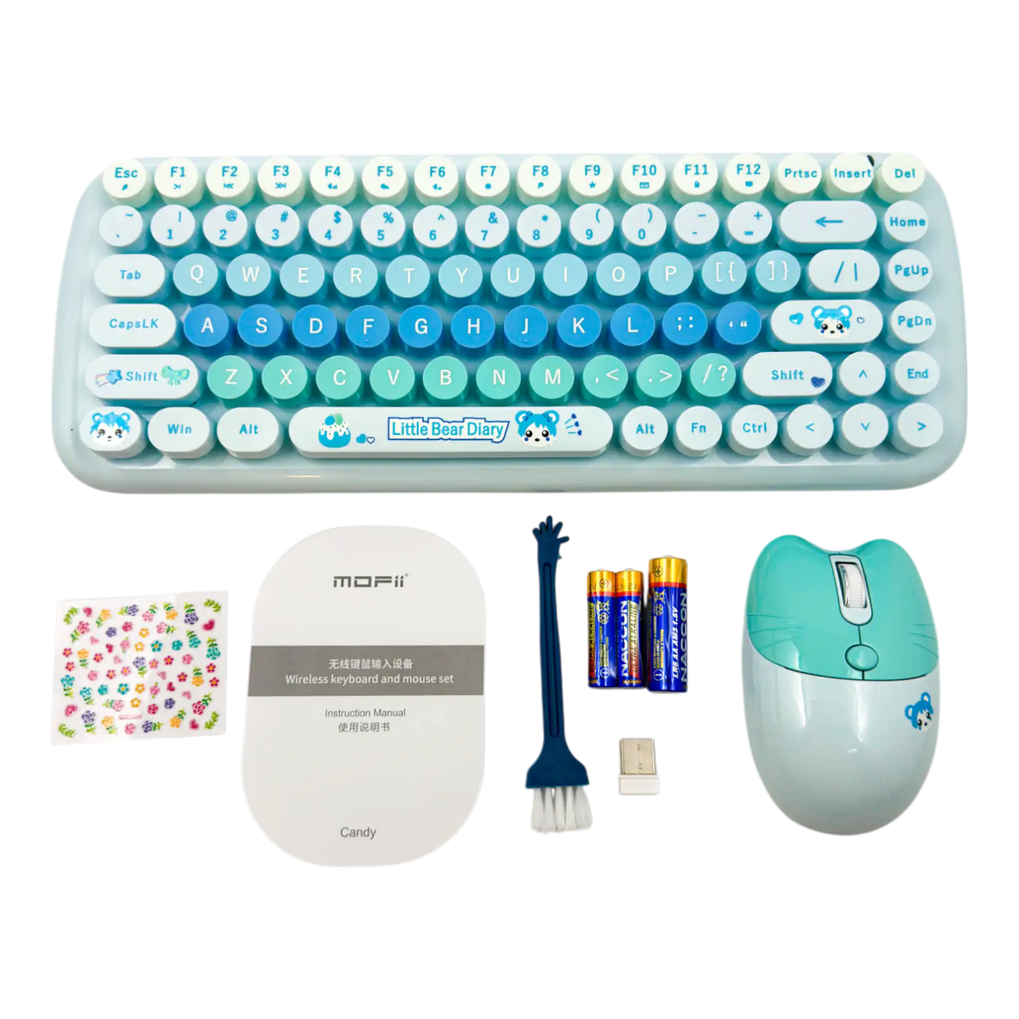 COMBO TECLADO Y MOUSE INALAMBRICO SILENCIOSO MOFII 0056-AZUL