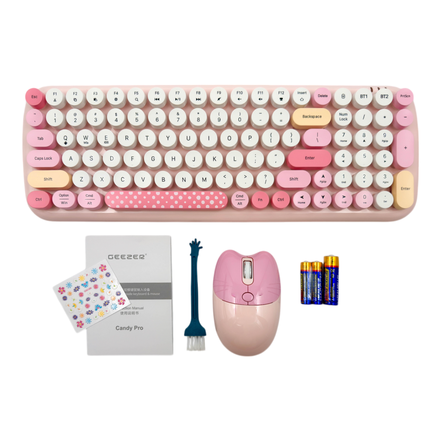 COMBO TECLADO Y MOUSE SILENCIOSO GEEZER 0055-CANDY PRO-ROSADO