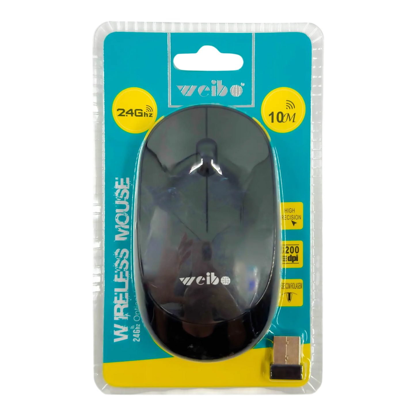 Mouse Inalámbrico Weibo RF-2822B - Negro | 3 DPI 1600 2.4G 10m Ambidiestro | Plug & Play