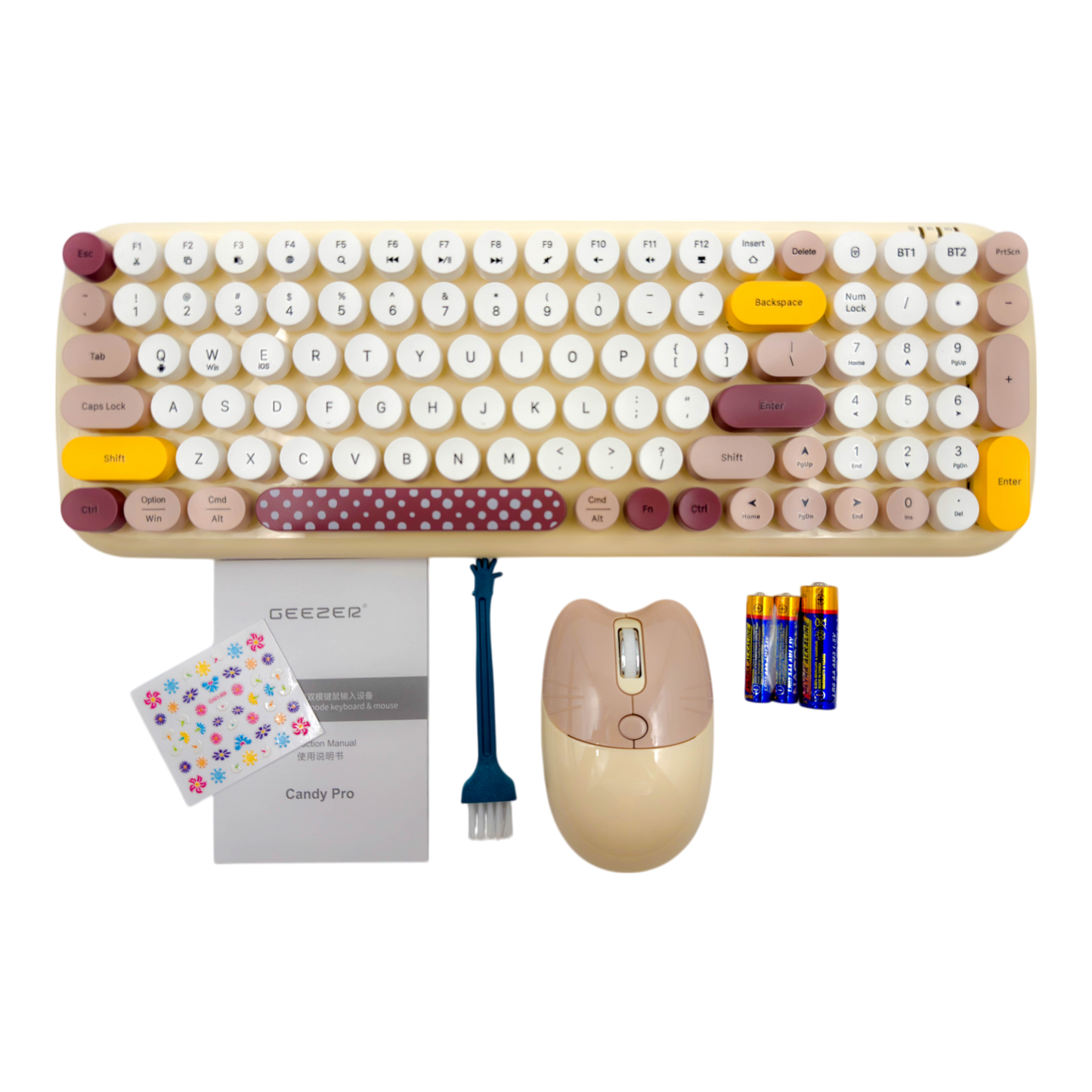 COMBO TECLADO Y MOUSE SILENCIOSO GEEZER CANDY PRO-BEIGE