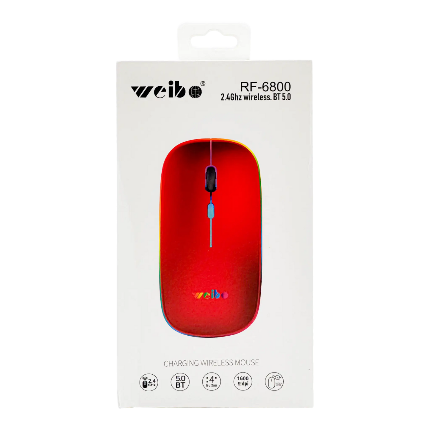 MOUSE INALÁMBRICO | WEIBO RF-6800 ROJO