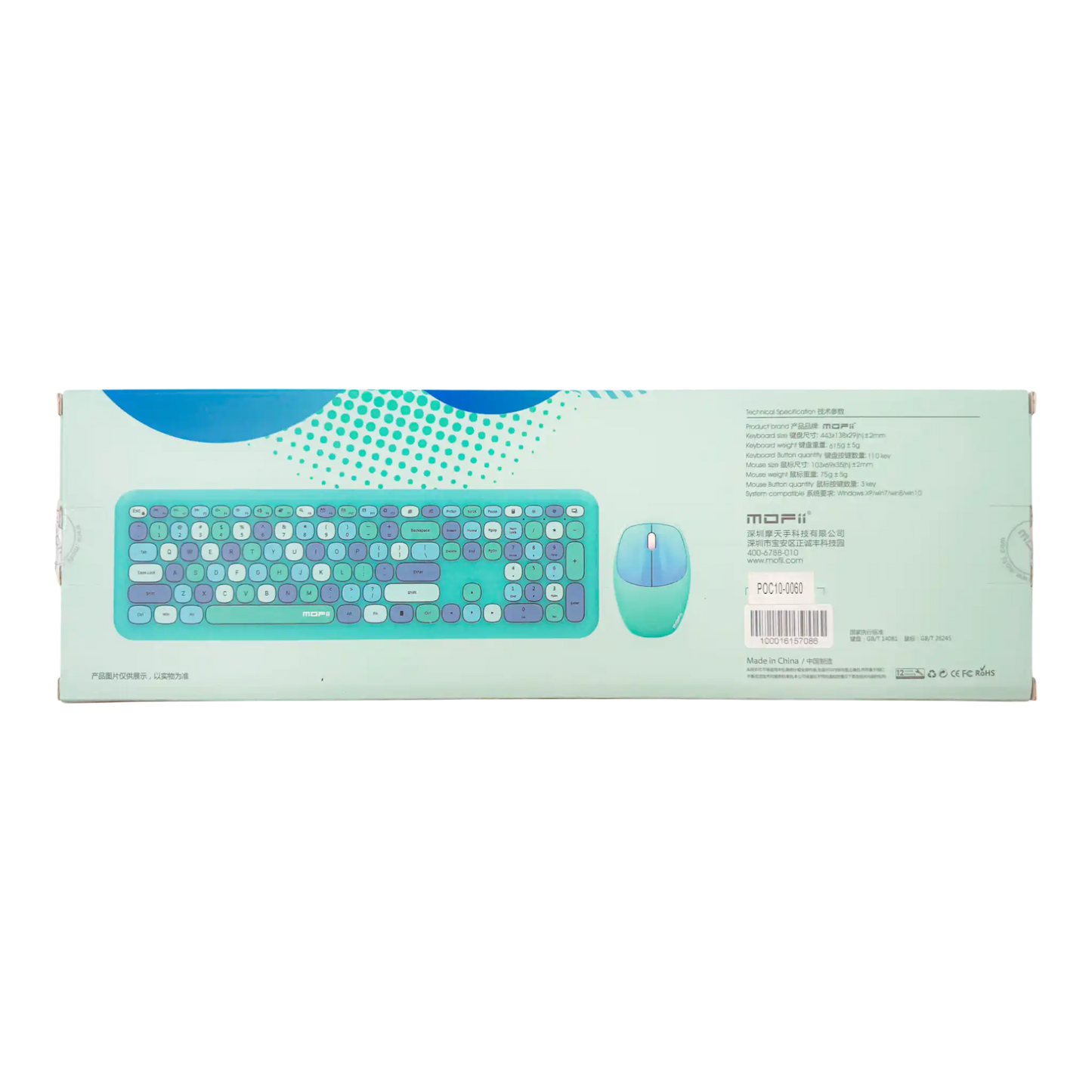 COMBO TECLADO Y MOUSE SILENCIOSO MOFII 0060- TURQUESA