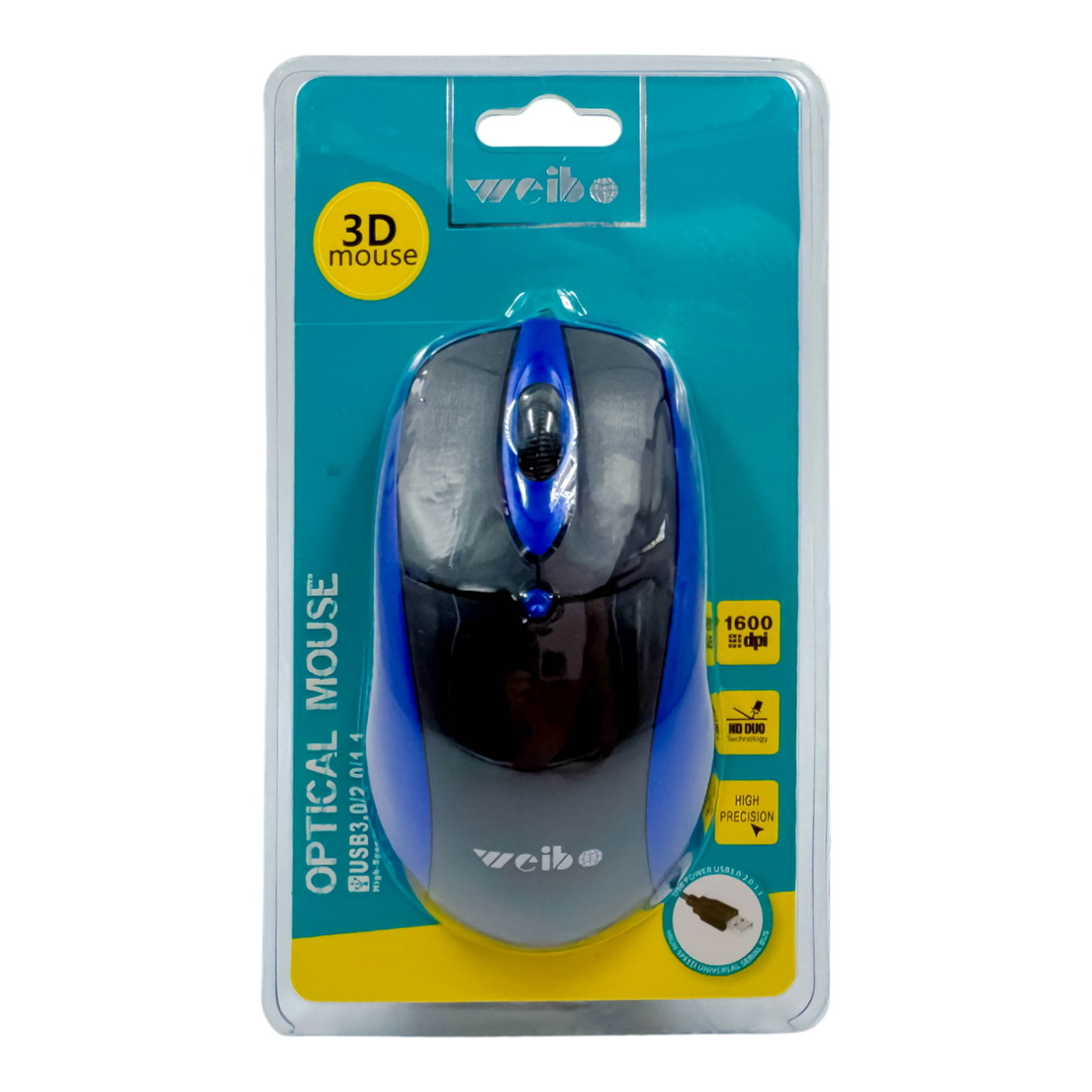 MOUSE ÓPTICO CON CABLE | WEIBO FC-5082 AZUL