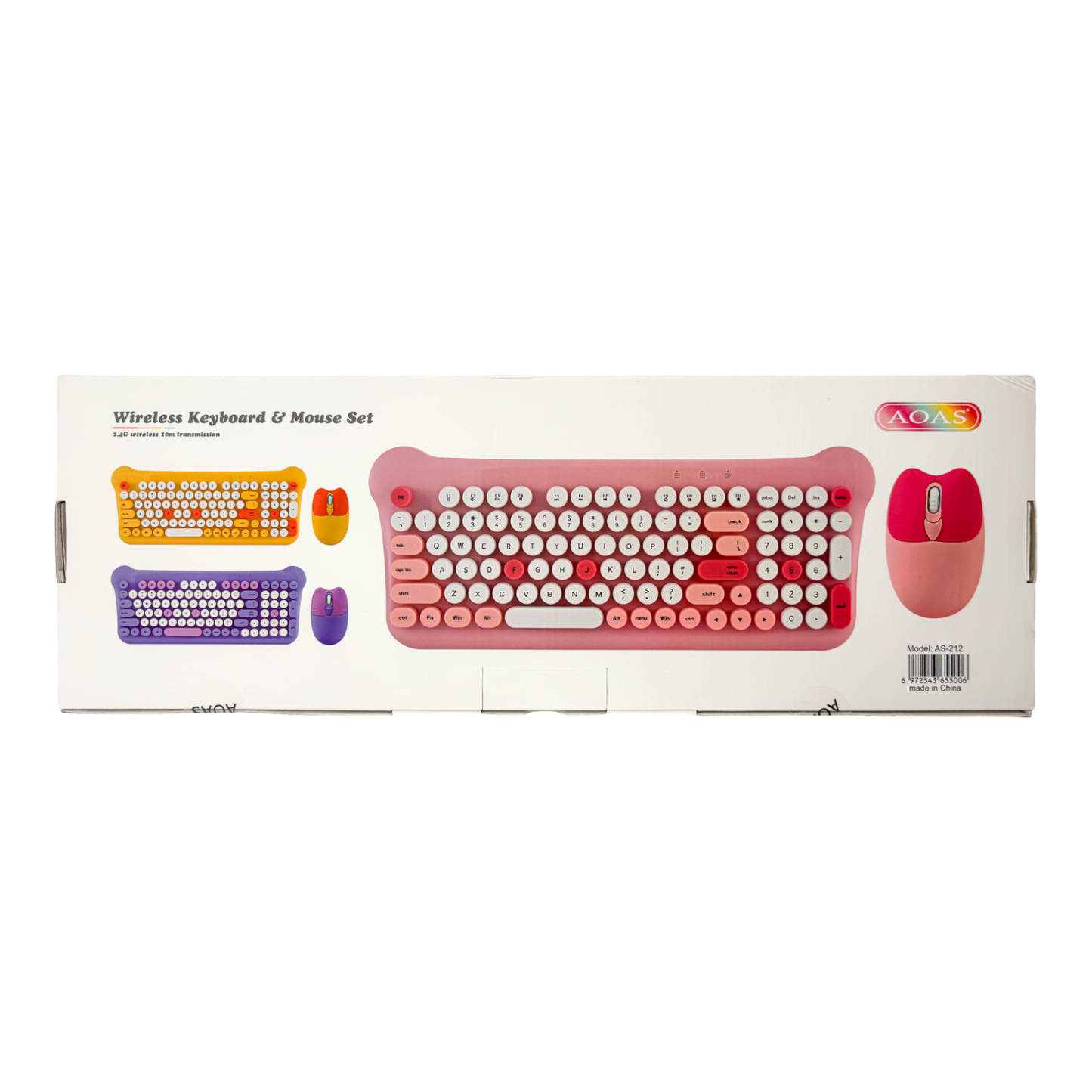 Combo Teclado Mouse Inalámbrico AOAS AS-212 Morado - 2.4G DPI Ajustable