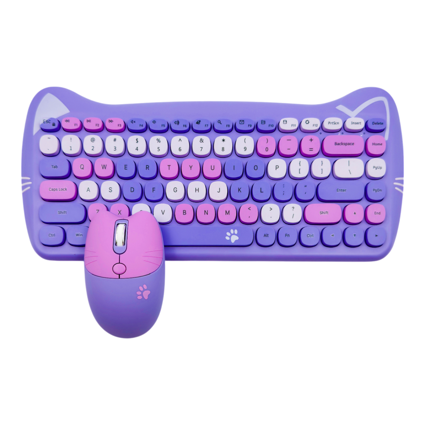 COMBO TECLADO Y MOUSE GEEZER 0053 DISEÑO DE GATO COMPACTO PÚRPURA