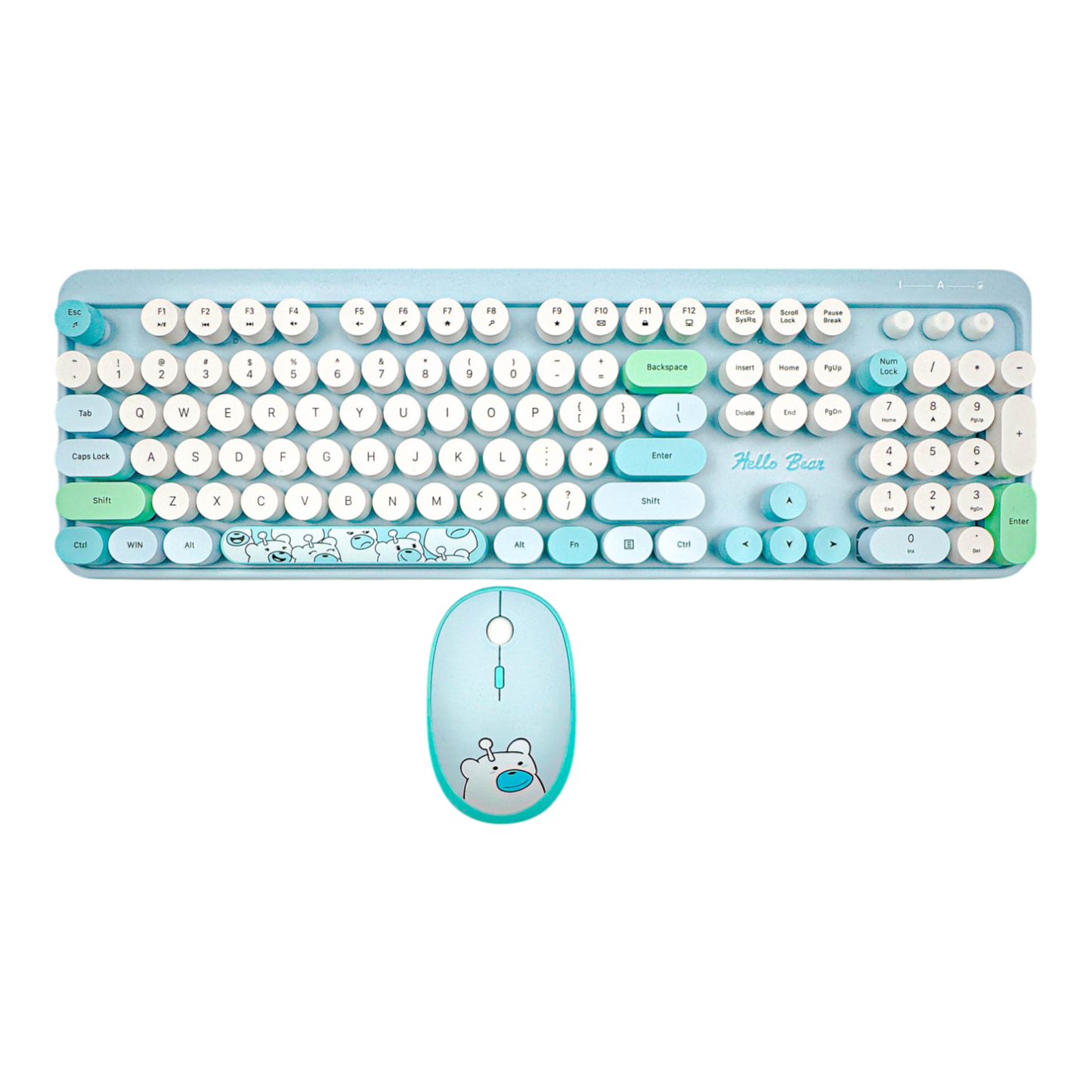 COMBO TECLADO Y MOUSE SILENCIOSO GEEZER OO67 HELLO BEAR - AZUL