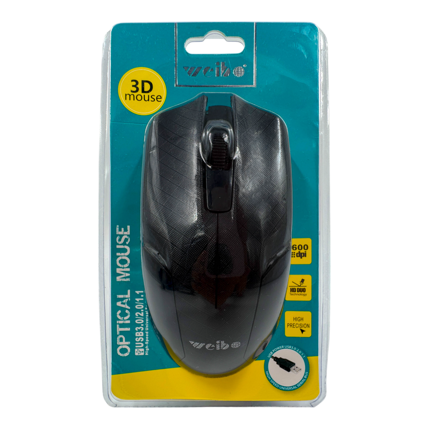 MOUSE ÓPTICO CON CABLE | WEIBO FC-145 NEGRO