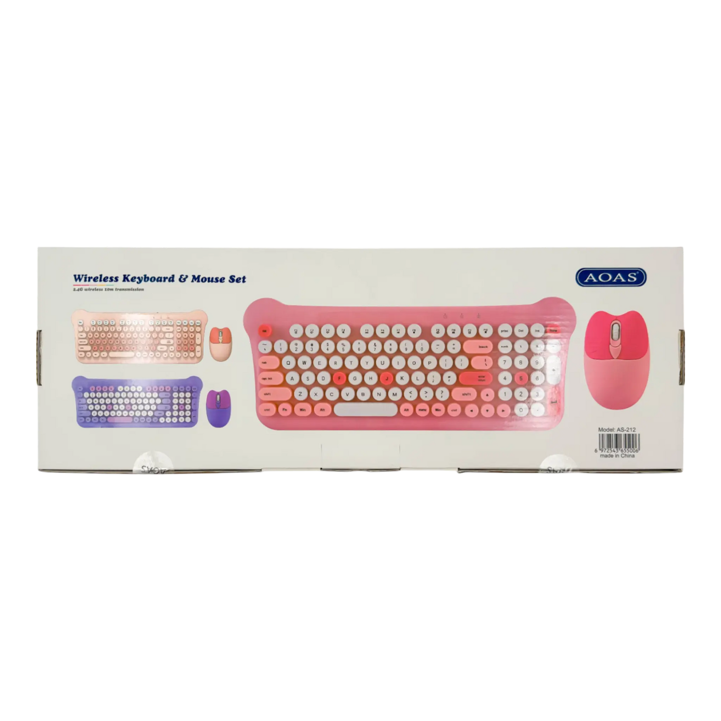 Combo Teclado Mouse Inalámbrico AOAS AS-212 Rosado - 2.4G DPI Ajustable
