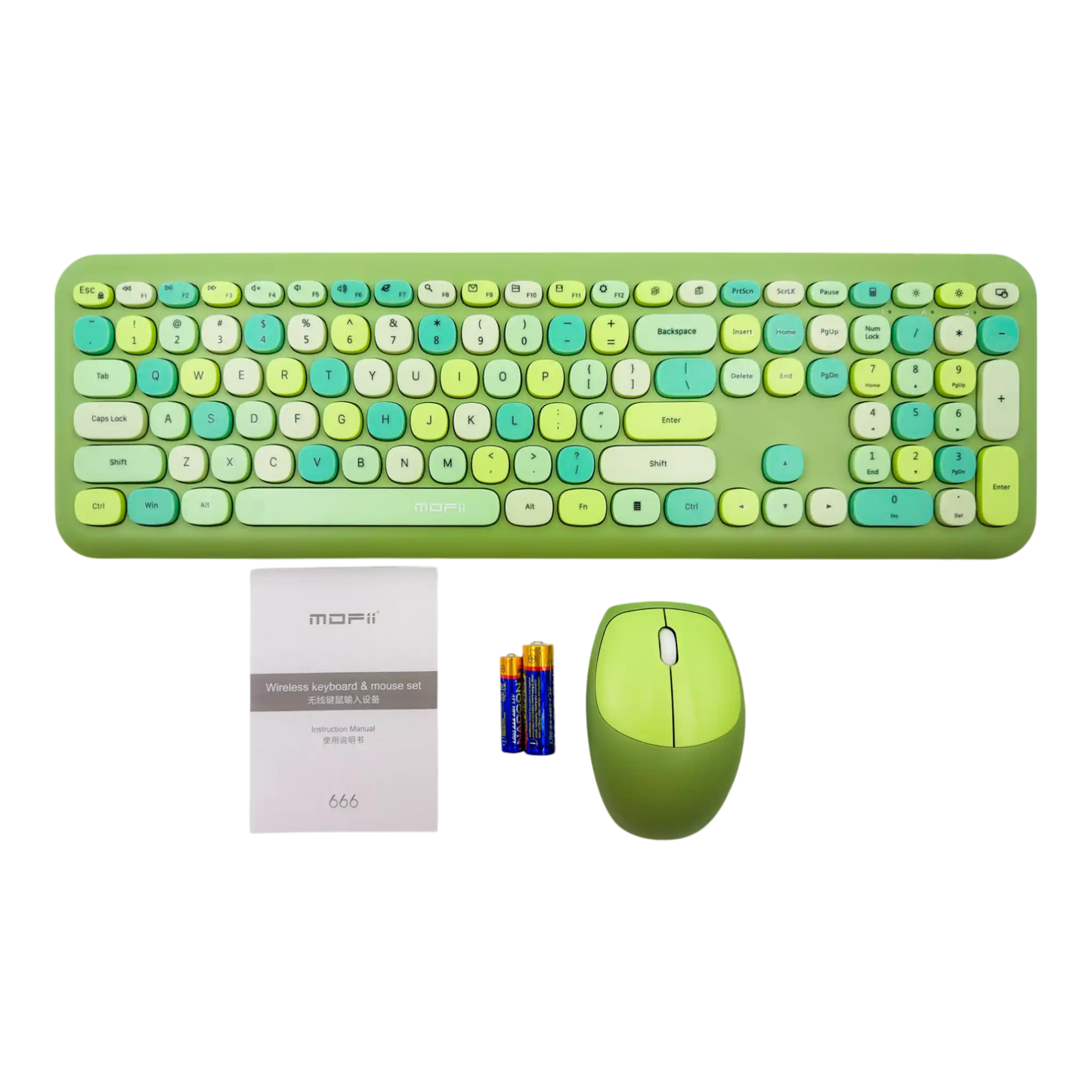 COMBO TECLADO Y MOUSE SILENCIOSO MOFII 0060 - VERDE