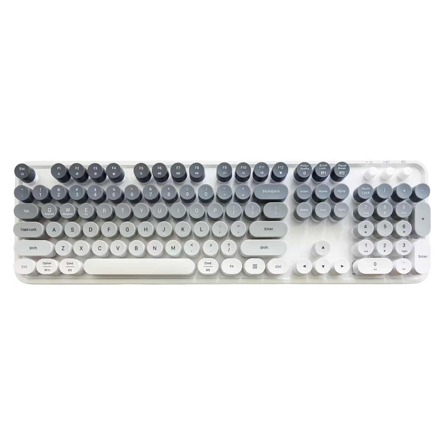 Combo Teclado y Mouse Recargable MOFii Sweet Pro – Dual Bluetooth + 2.4G | Retro Vintage Blanco-Gris | Para Ellas
