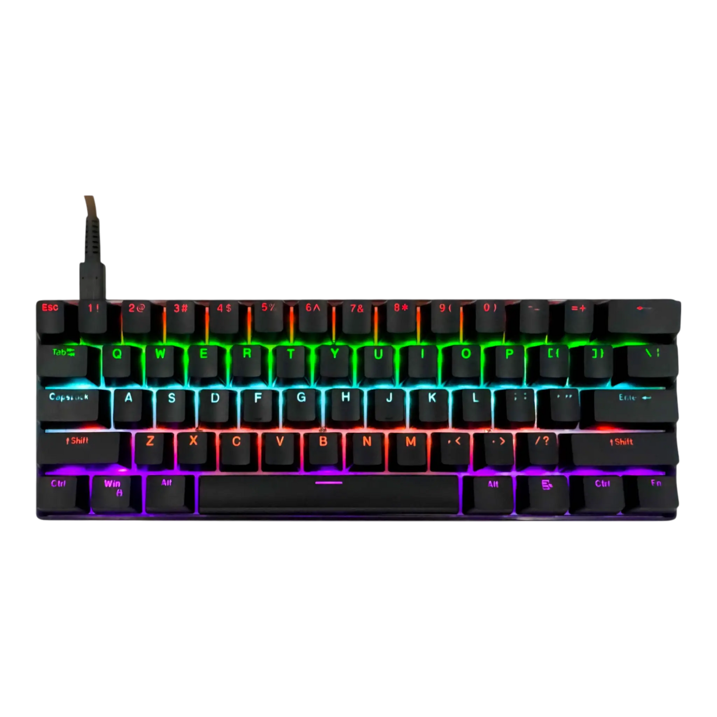 Teclado mecánico para juegos T-Wolf T60 60% RGB con cable NEGRO