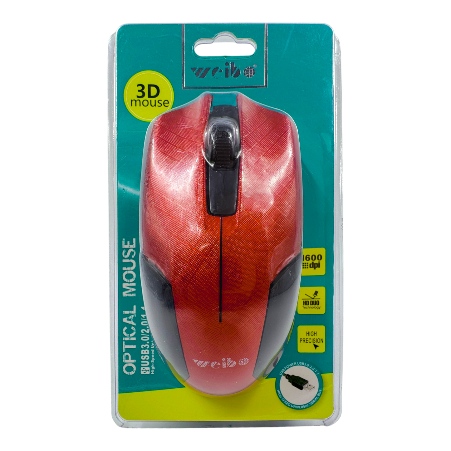 MOUSE ÓPTICO CON CABLE | WEIBO FC-145 ROJO