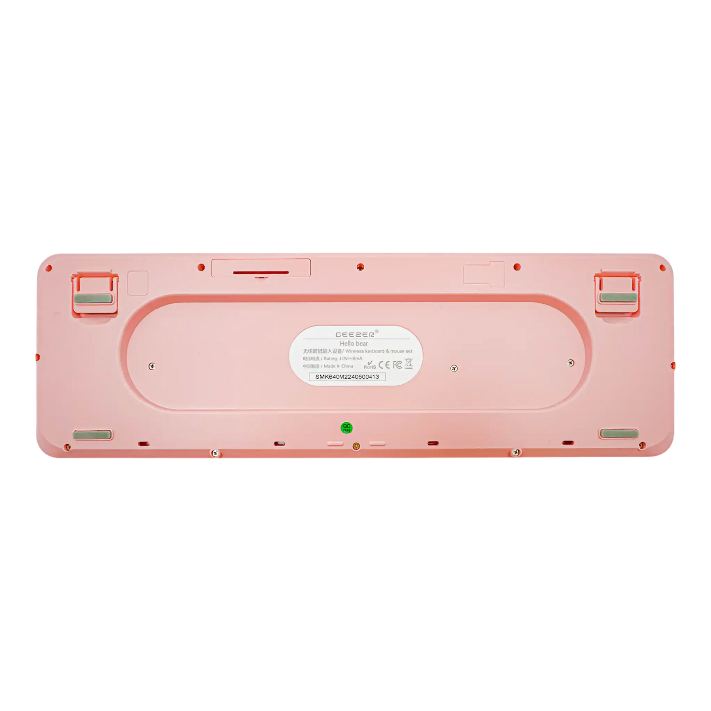 COMBO TECLADO Y MOUSE SILENCIOSO GEEZER HELLO BEAR -ROSADO