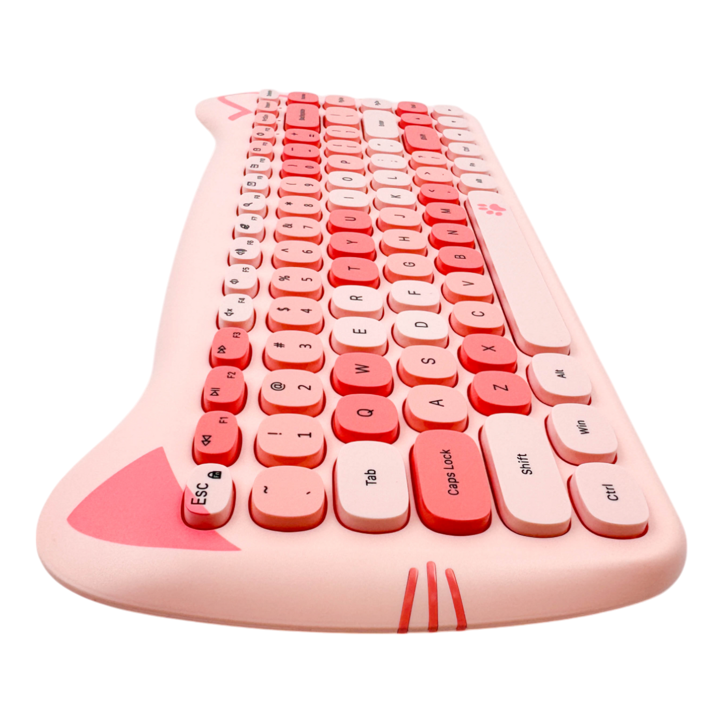 COMBO TECLADO Y MOUSE GEEZER 0053 DISEÑO DE GATO COMPACTO ROSADO