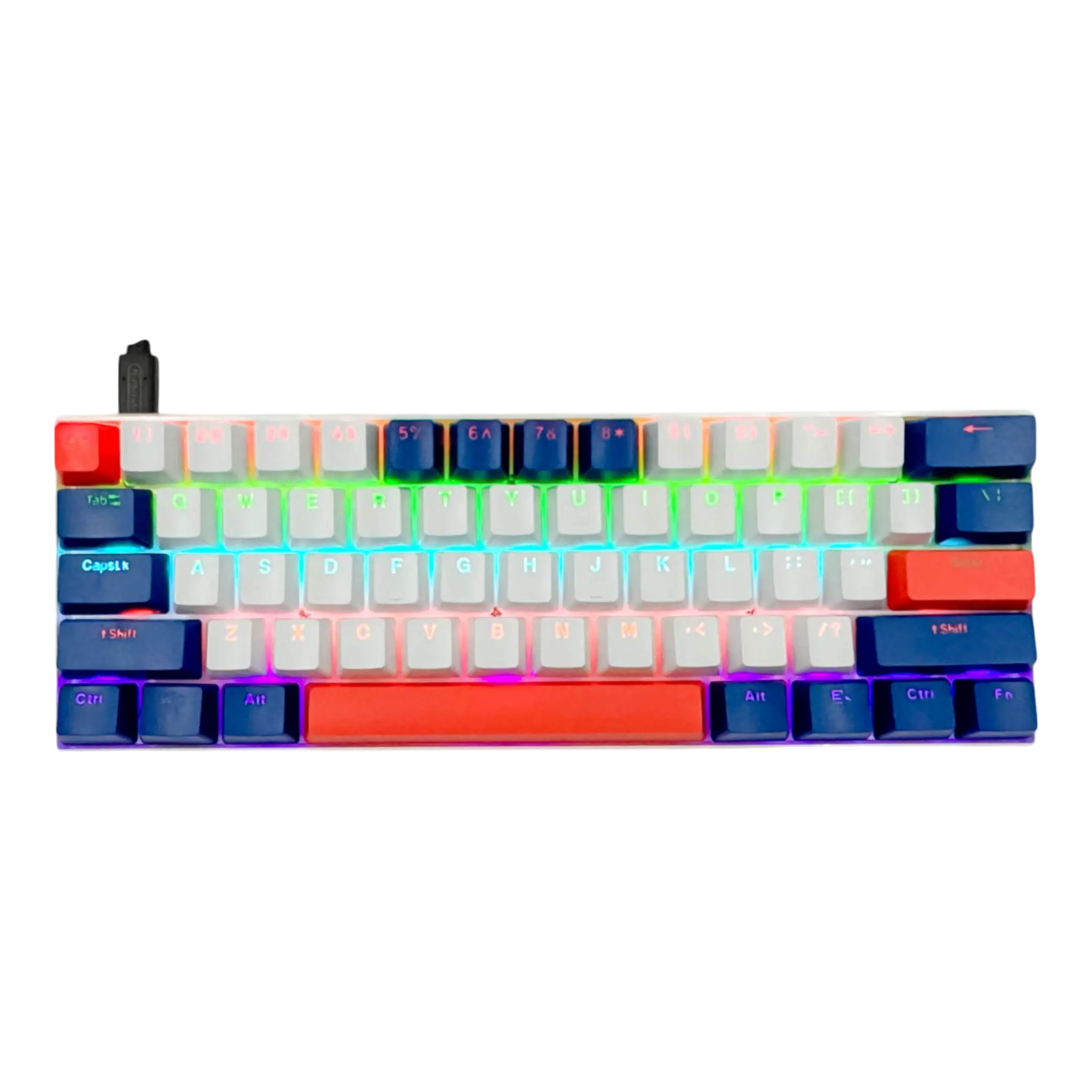 Teclado mecánico para juegos T-Wolf T60 60% RGB con cable BLANCO- AZUL