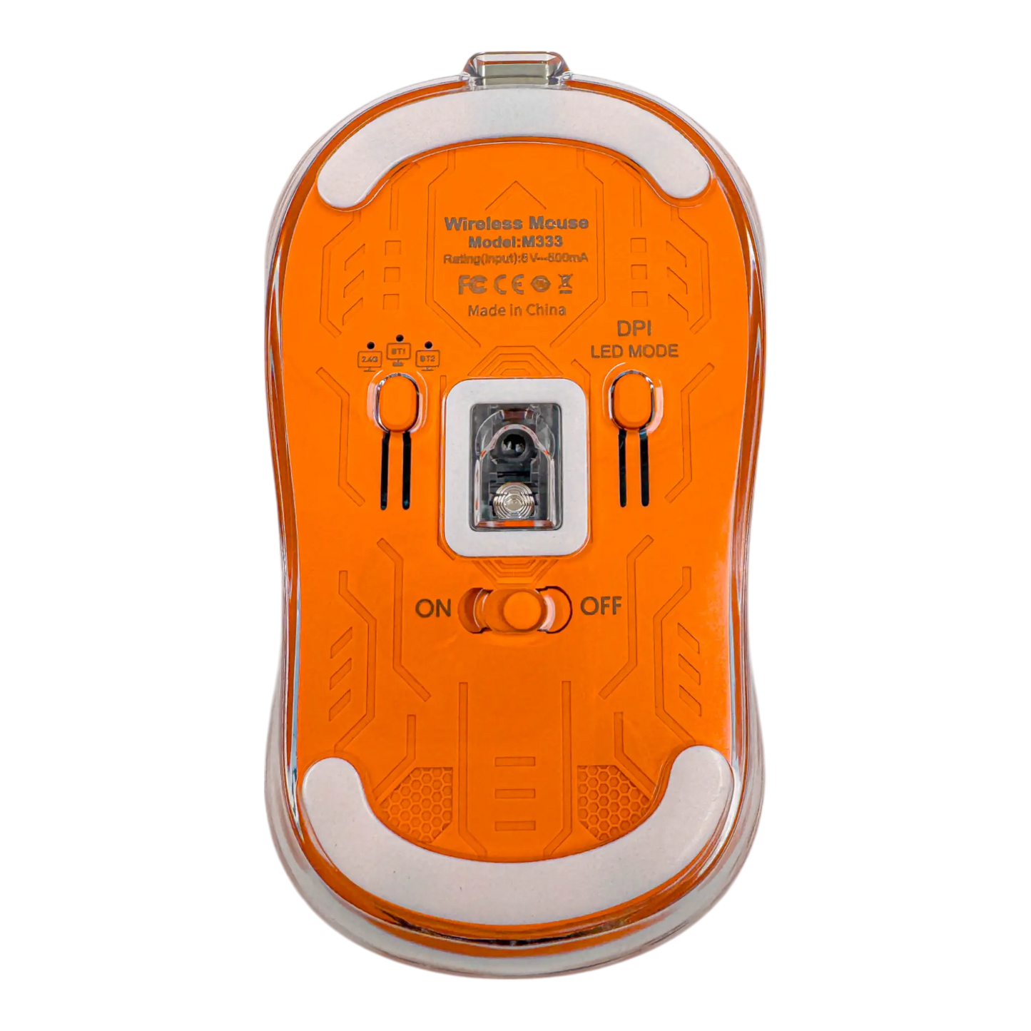 MOUSE INALÁMBRICO TRASNPARENTE M333 - NARANJA