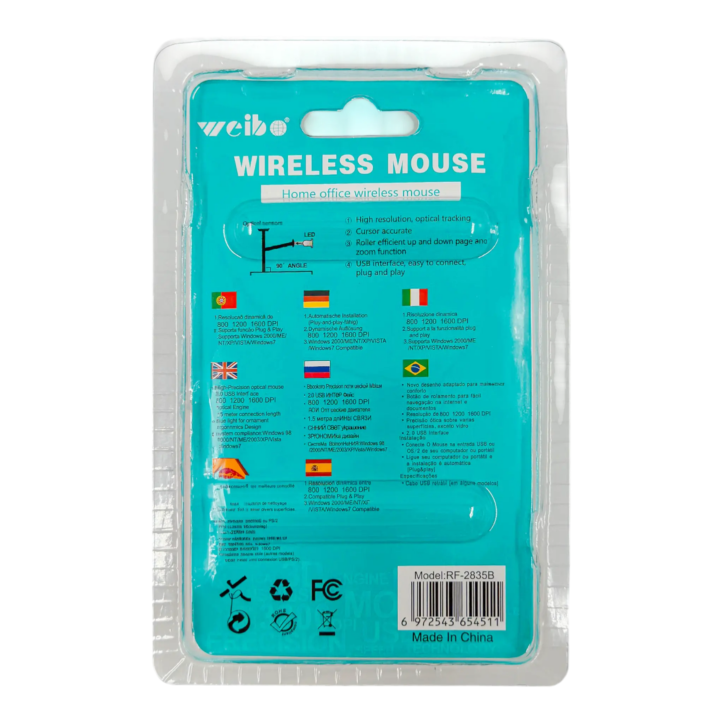 MOUSE INALÁMBRICO WEIBO 2835B NEGRO
