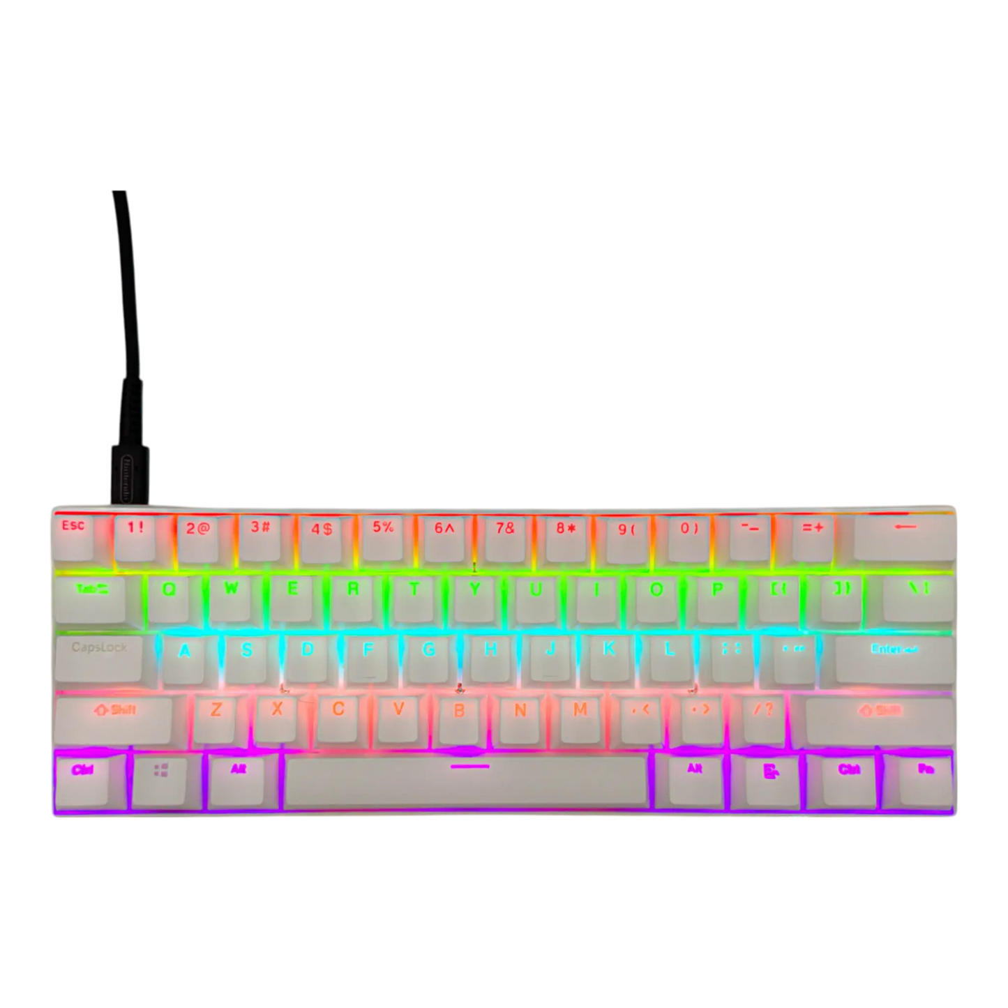 Teclado mecánico para juegos T-Wolf T60 60% RGB con cable BLANCO