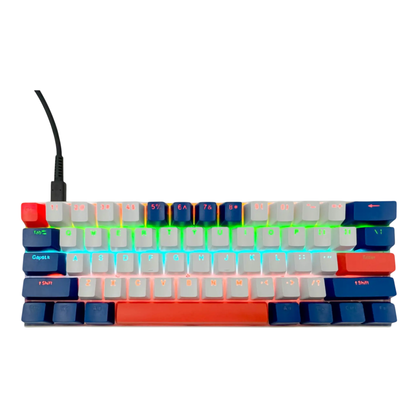 Teclado mecánico para juegos T-Wolf T60 60% RGB con cable BLANCO- AZUL