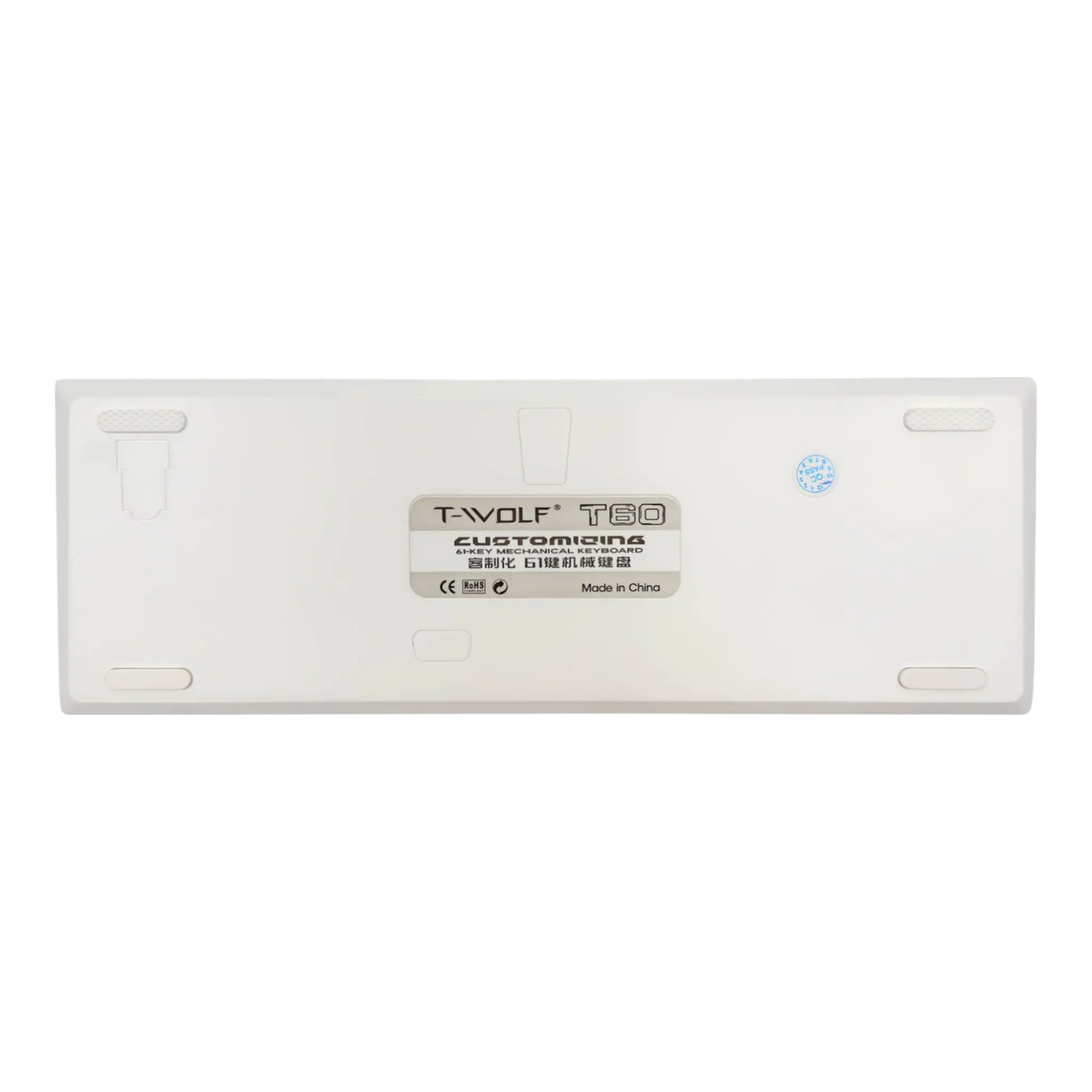 Teclado mecánico para juegos T-Wolf T60 60% RGB con cable BLANCO- AZUL