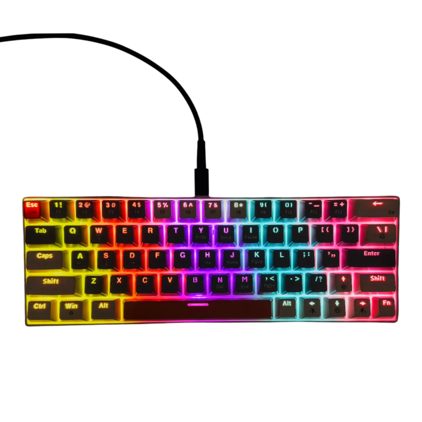 Teclado mecánico para juegos T-Wolf T60 60% RGB con cable GRIS-HABANO
