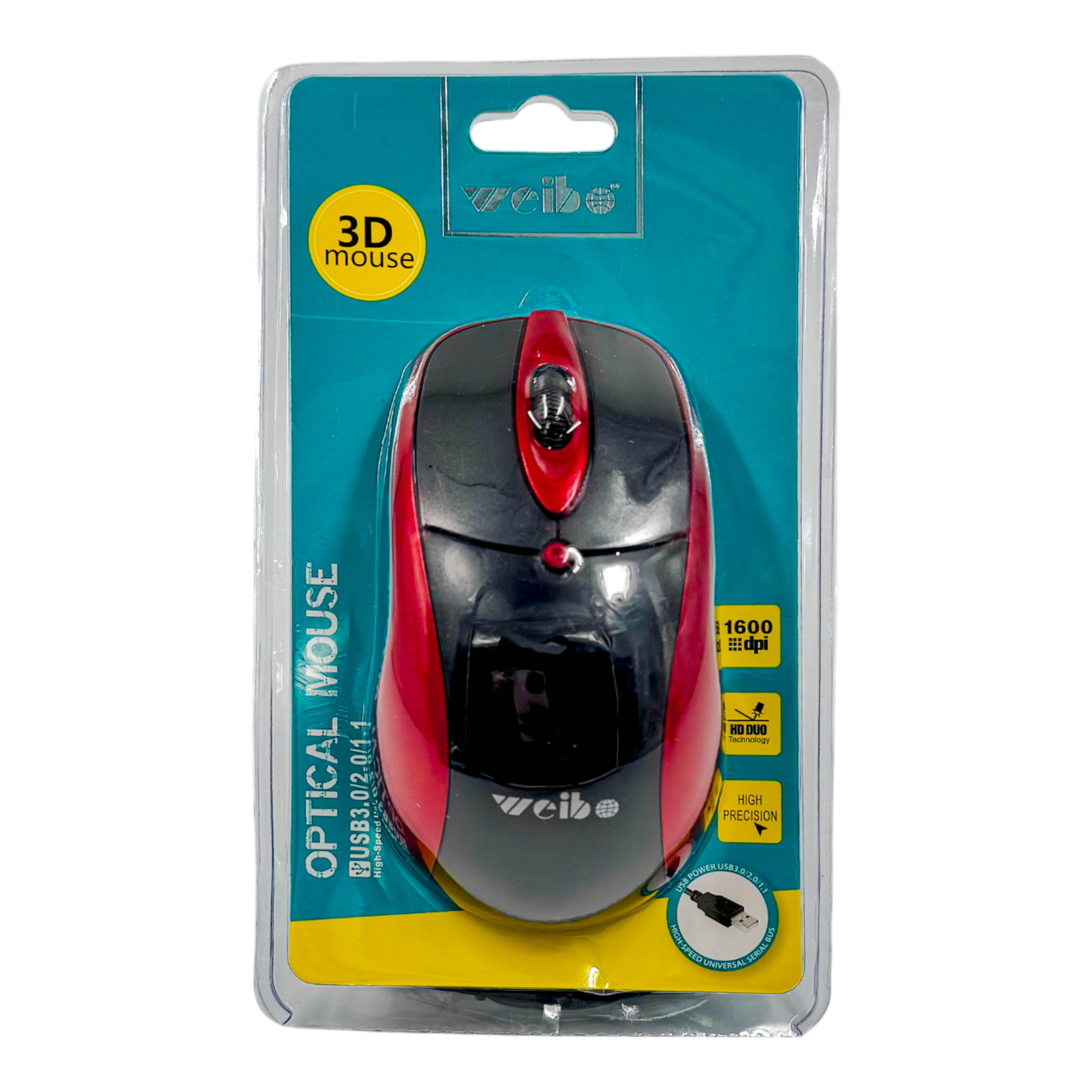 MOUSE ÓPTICO CON CABLE | WEIBO FC-5082 ROJO