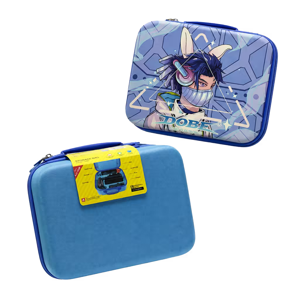 Maleta Viajera Nintendo Switch 1 y OLED – Diseño Cyberpunk Azul Eléctrico | EVA Rígida | Correa