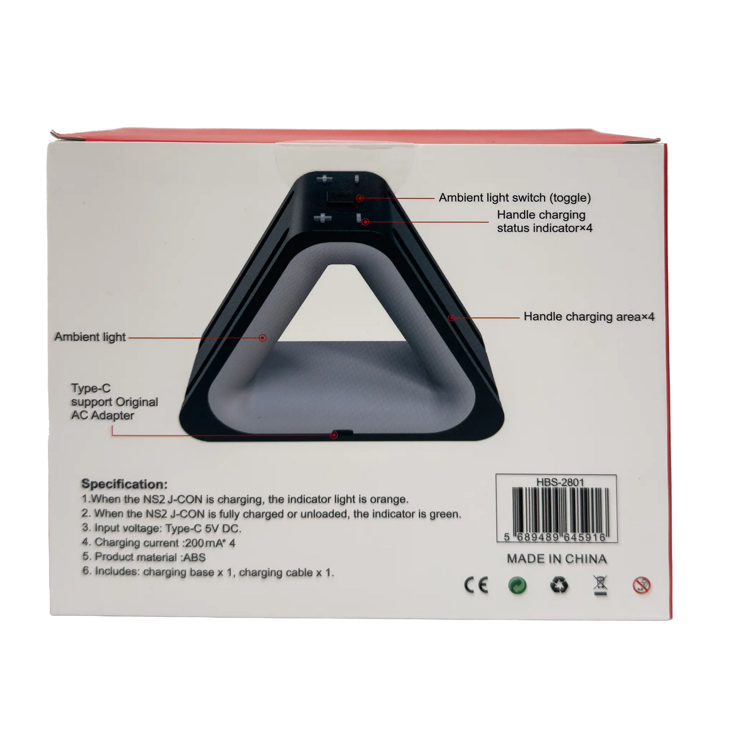 Base de Carga Joy-Con 4 en 1 RGB Nintendo Switch 2 - Charging Dock LED Tipo-C 2-4h