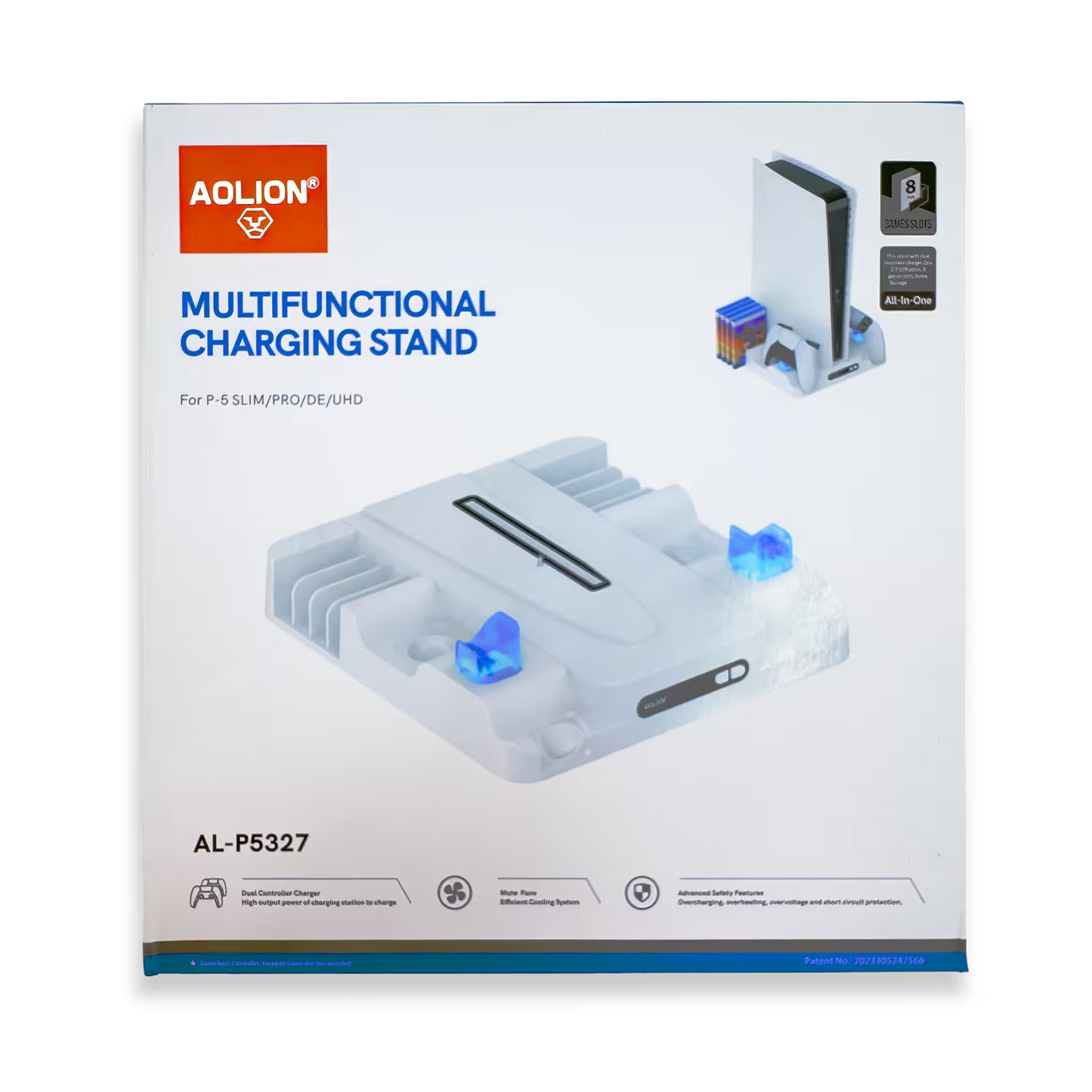 Base Multifuncional PS5 AOLION - Carga Dual + Ventilación 3 Niveles + 8 Juegos | Slim Pro Fat Digital