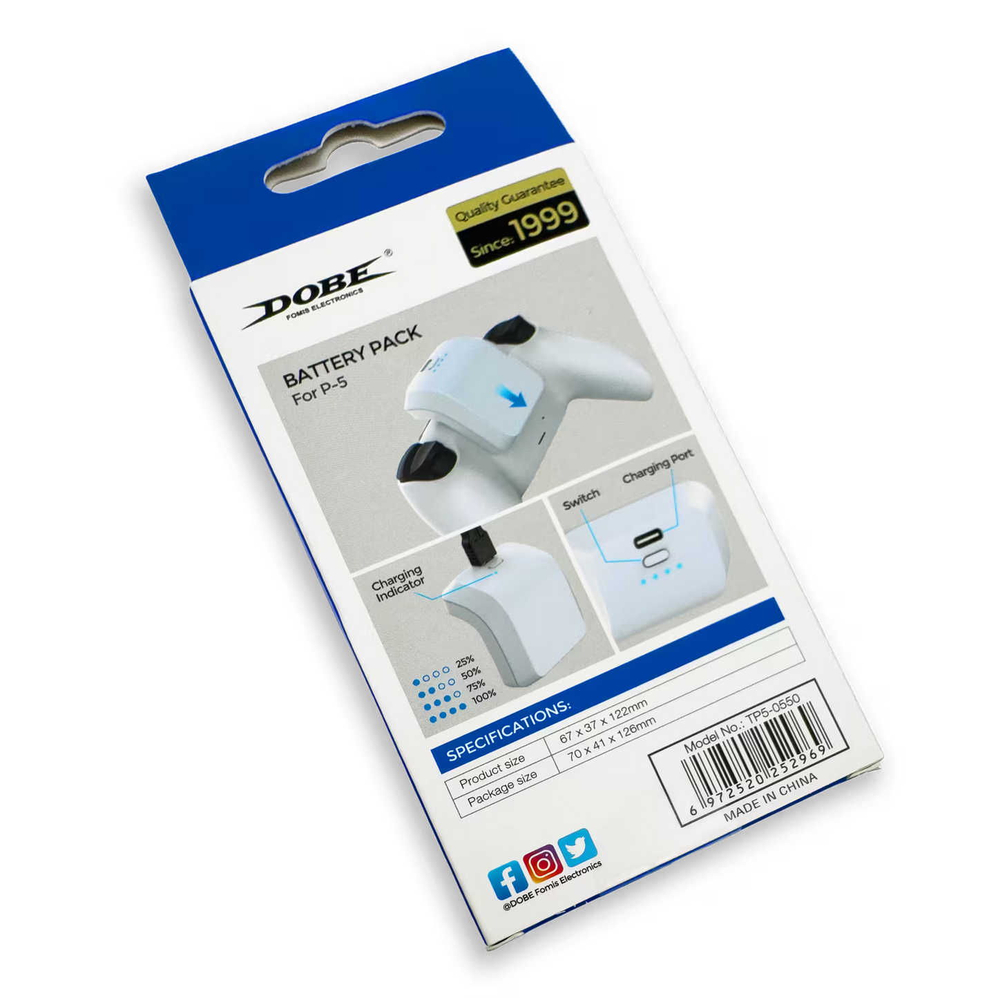 BATERÍA EXTERNA RECARGABLE DE 1500 MAH CON INDICADOR LED DOBE - CONTROL PLAY 5