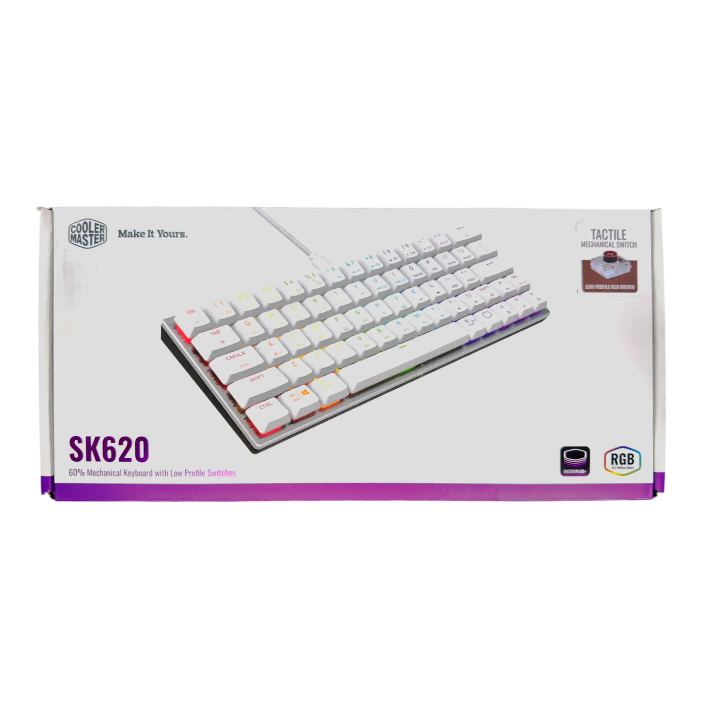 Teclado Mecánico Gamer con cable al 60% - Cooler Master SK620 BLANCO PLATEADO