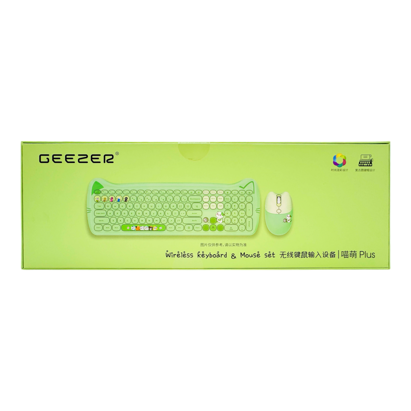 COMBO MOUSE Y TECLADO GEEZER 0069 OREJAS DE GATO-VERDE