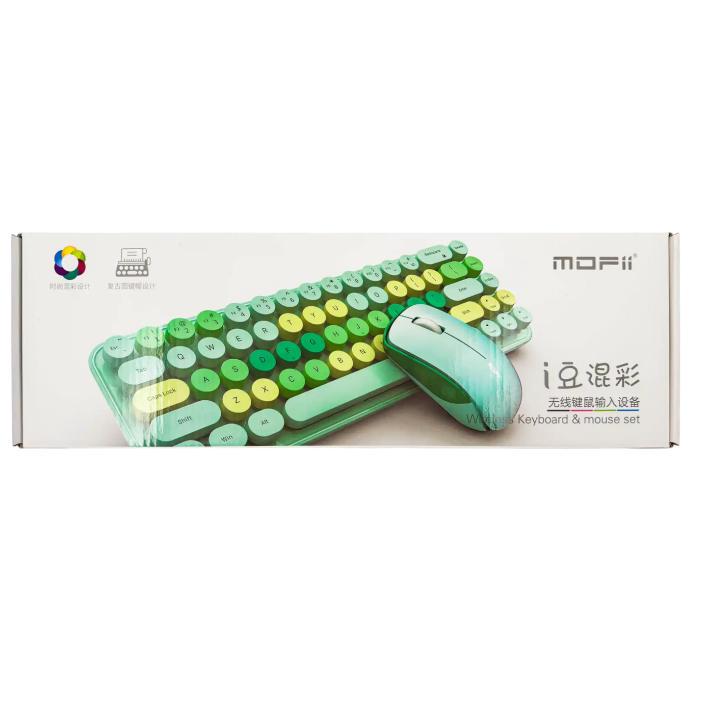 COMBO TECLADO Y MOUSE RETRO TECLAS REDONDAS -TURQUESA