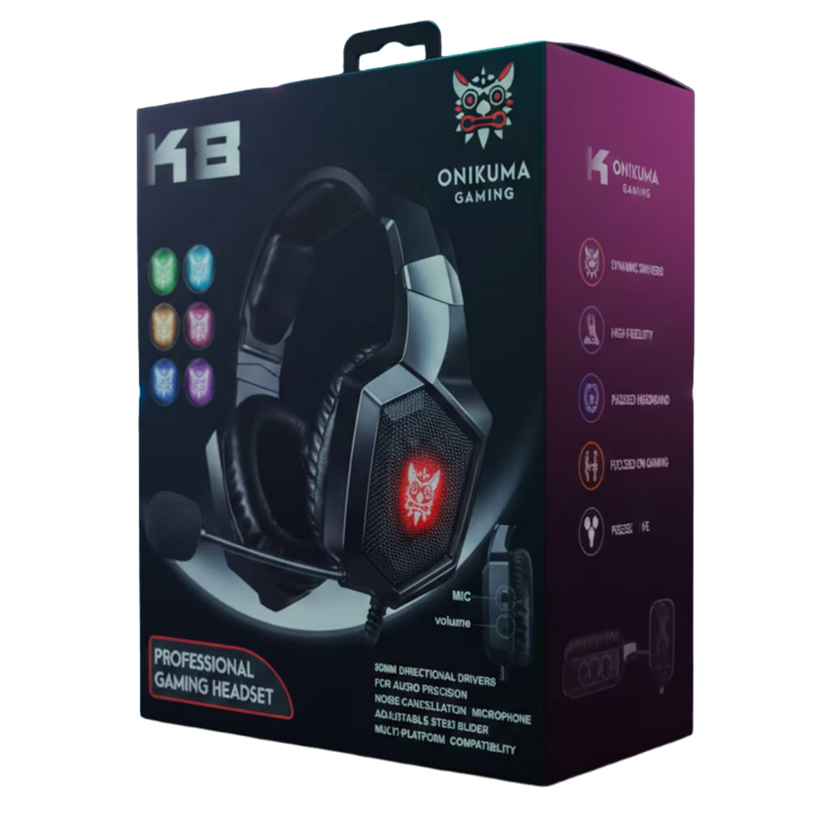 Diadema Gamer ONIKUMA K8 LED RGB Negra - Micrófono 360° - vista 19 diadema gamer audífonos