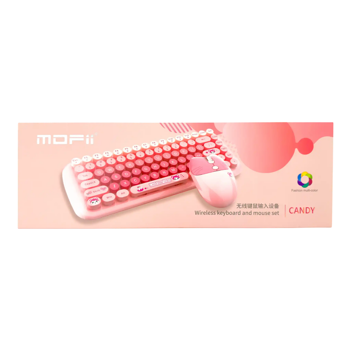 COMBO TECLADO Y MOUSE INALAMBRICO SILENCIOSO MOFII 0056-ROSADO