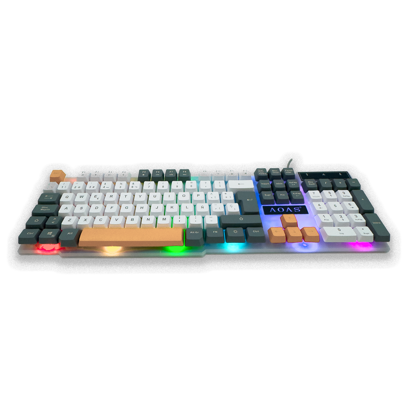 Combo Teclado Mouse Gamer RGB AOAS A-1020 Blanco - LED Mu... - vista 5 combo teclado mouse