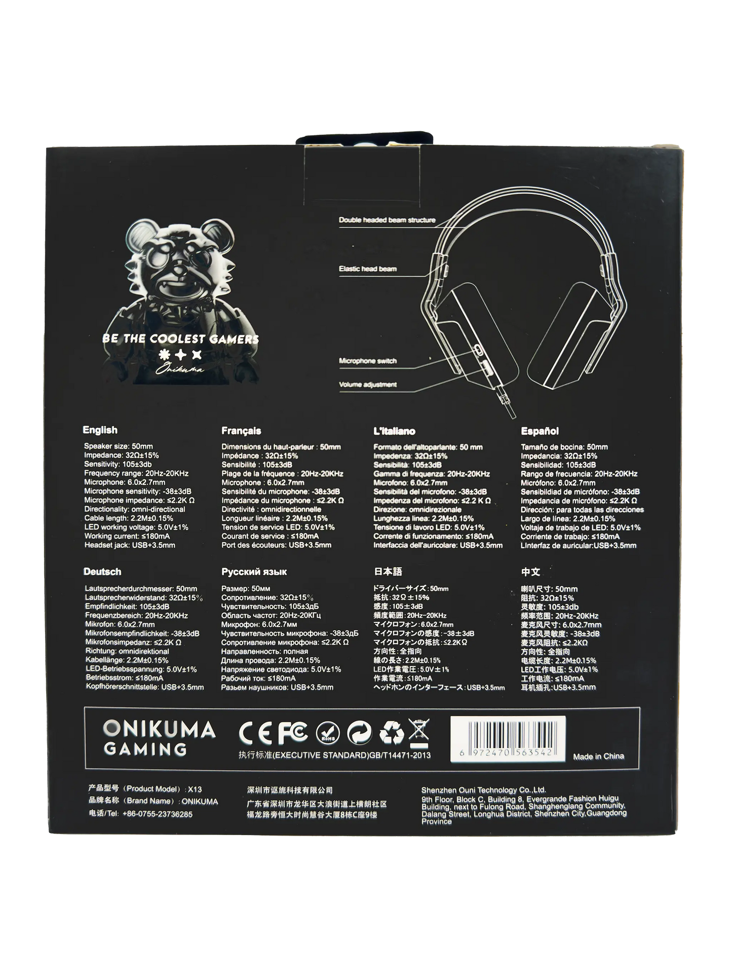 Diadema Gamer ONIKUMA X13 RGB - Audio Precisión Superior 50mm Doble Banda Elástica