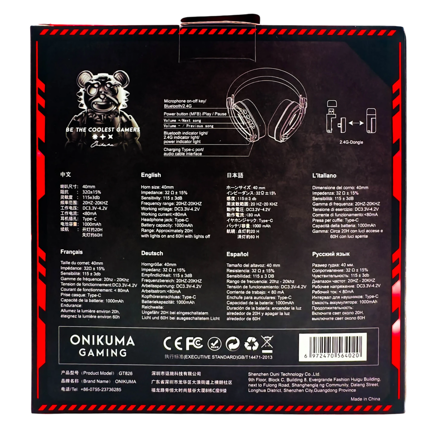 Diadema Gamer Inalámbrica ONIKUMA GT826