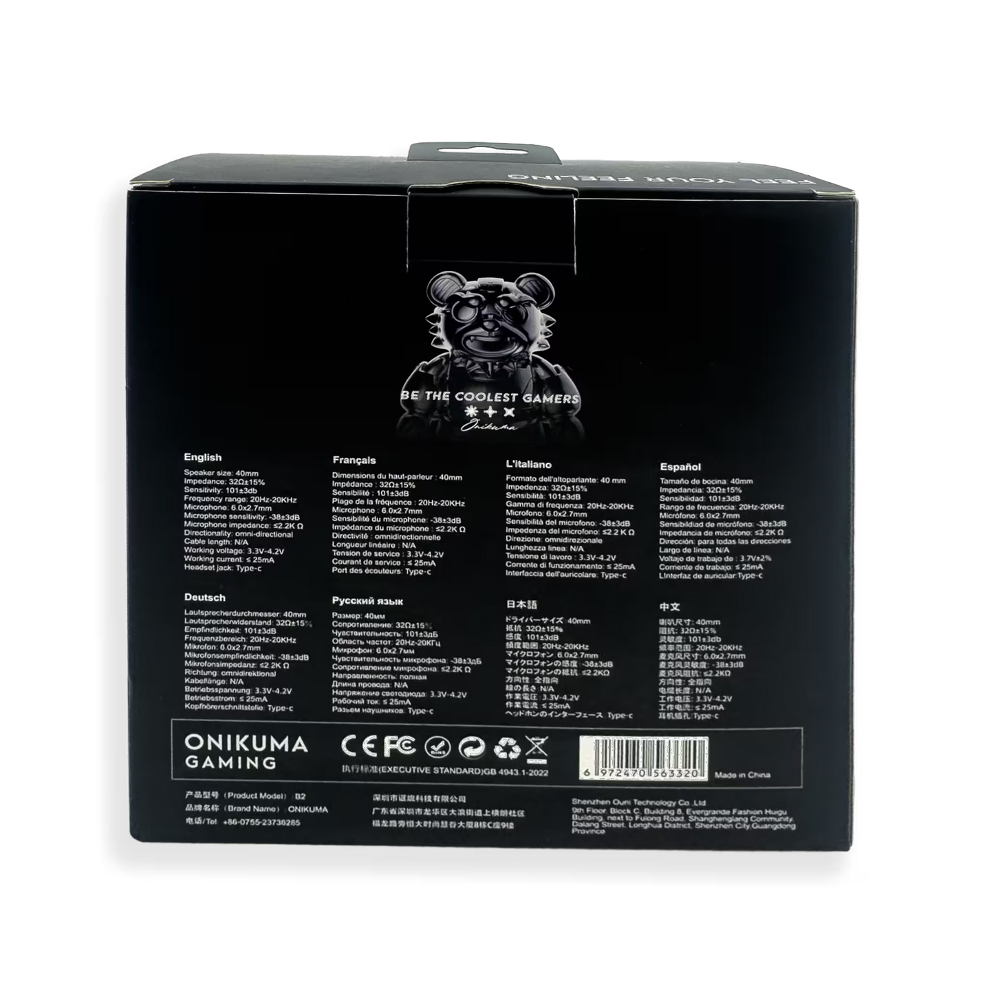 ONIKUMA B2 Gaming: Diademas Inalámbricos 3 Modos | Baja Latencia, Alta Fidelidad y 25h de Batería NEGRA