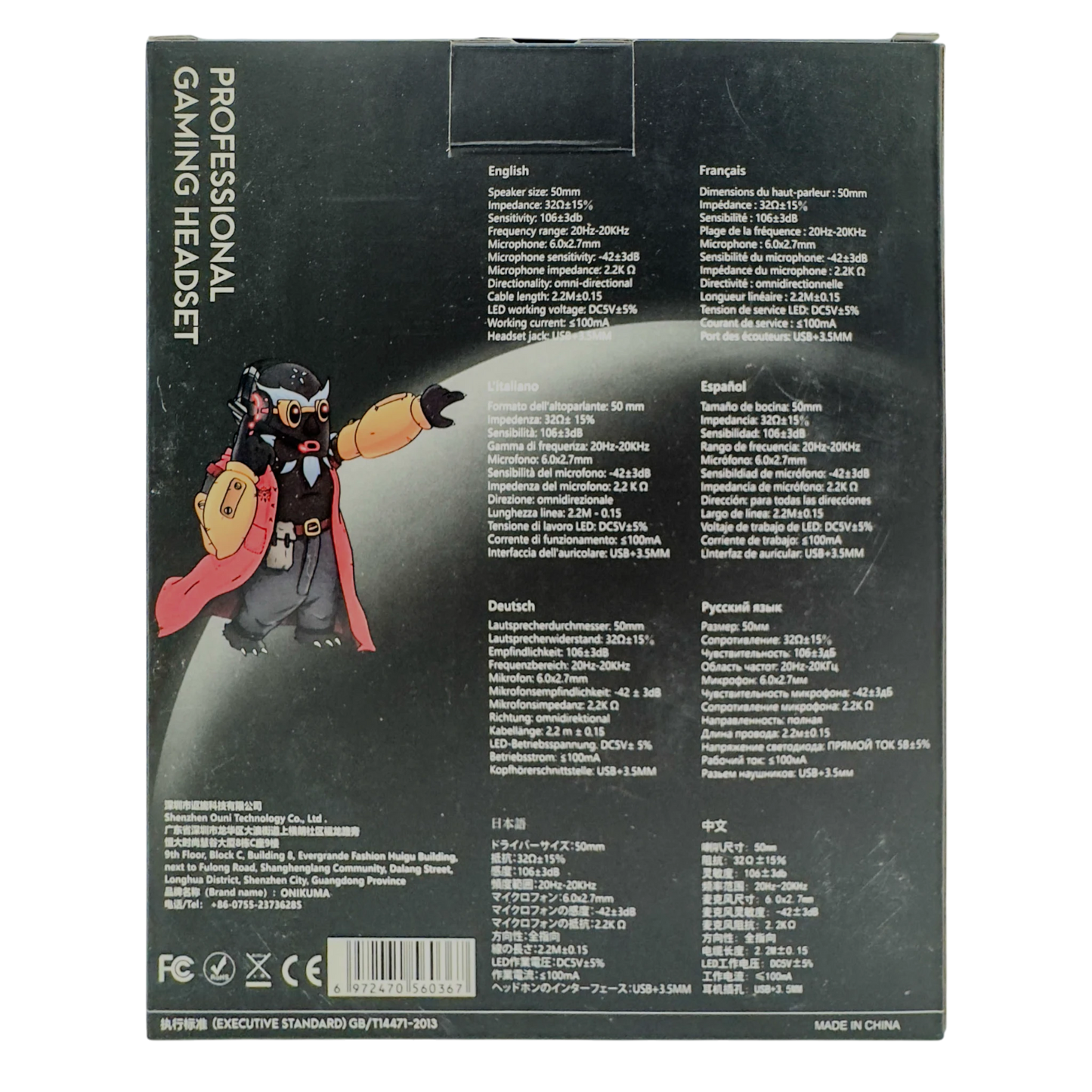 Diadema Gamer ONIKUMA K8 LED RGB Negra - Micrófono 360°