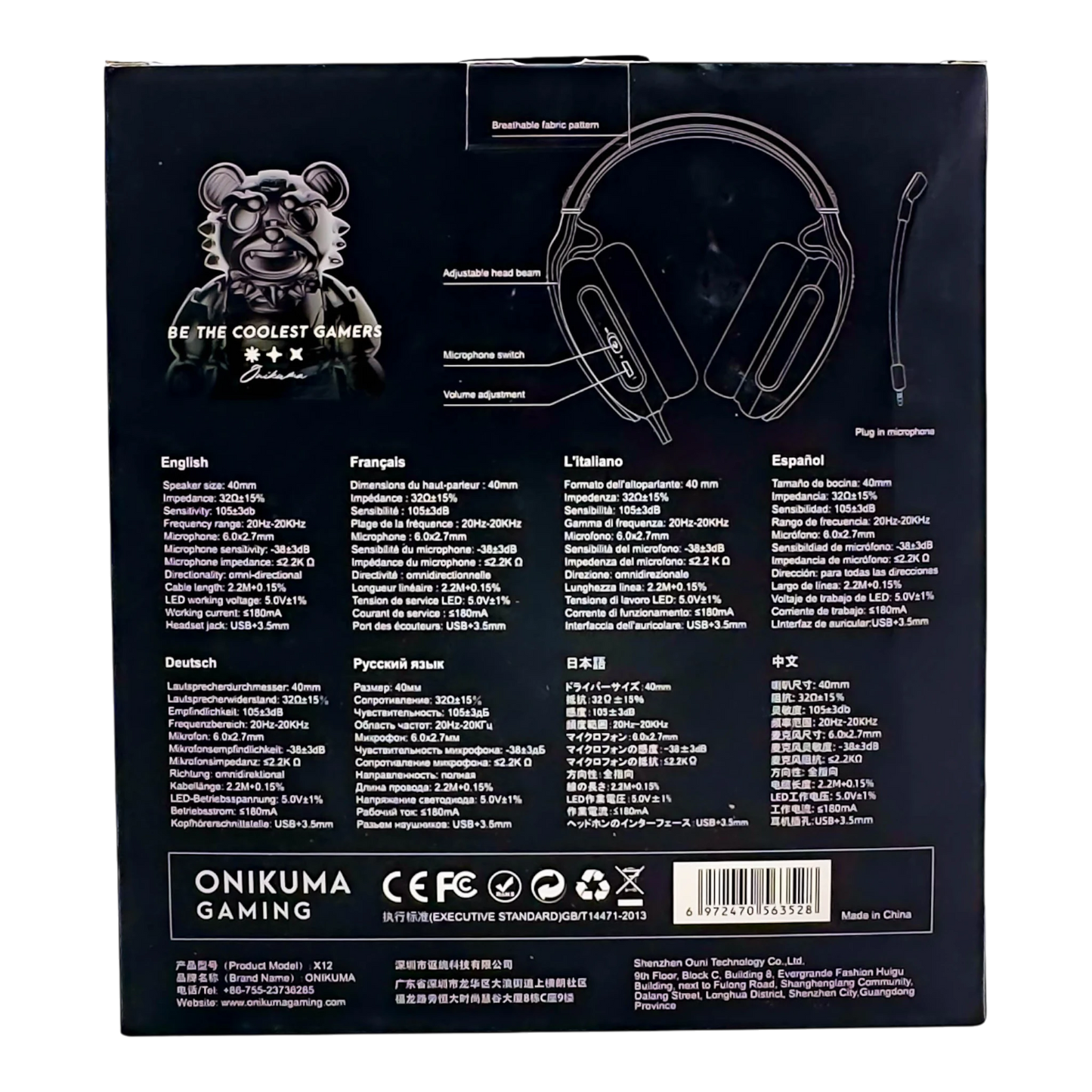 Diadema Gamer ONIKUMA X12 RGB - Audio Alta Fidelidad 40mm Micrófono 360°