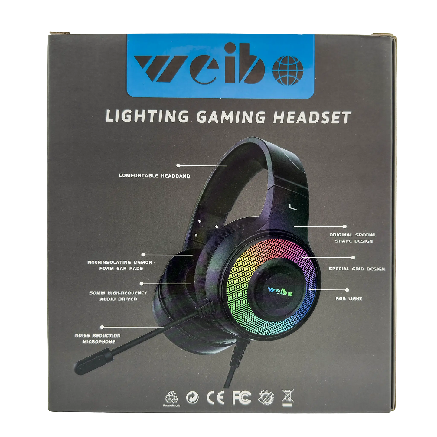 Diadema Gamer WEIBO G50 Sonido 7.1 USB RGB | Auriculares Gaming