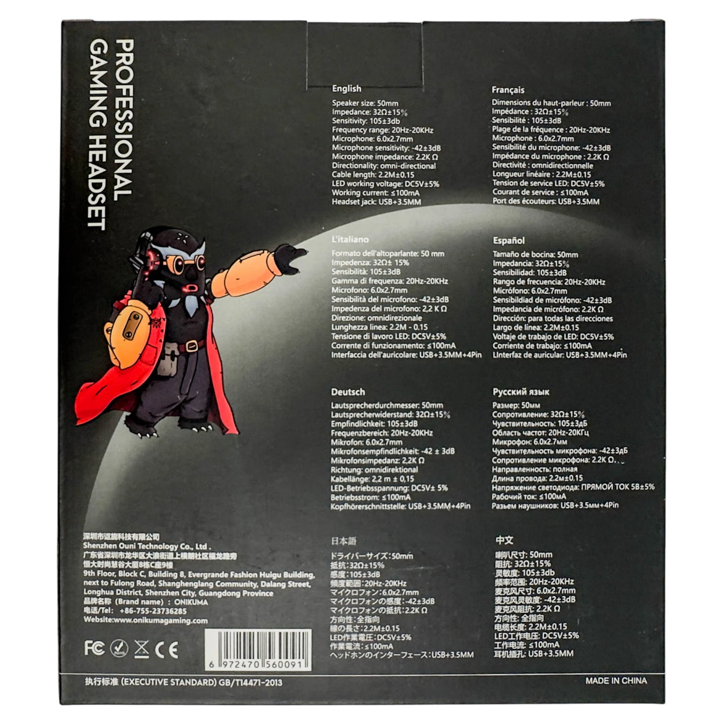 Diadema Gamer ONIKUMA K10 RGB Negra - Audio Alta Fidelidad 50mm Micrófono Oculto